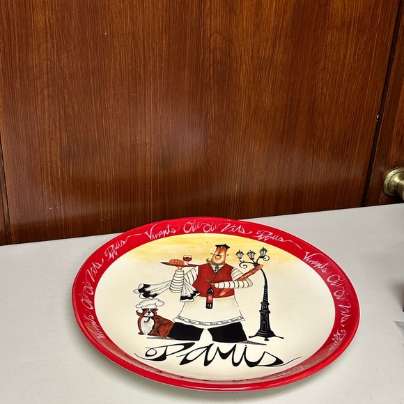 CERTIFIED INTERNATIONAL SERVING ROUND PLATE PARIS CHEFS MOTIFS COLLECTION - Picture 10 of 12